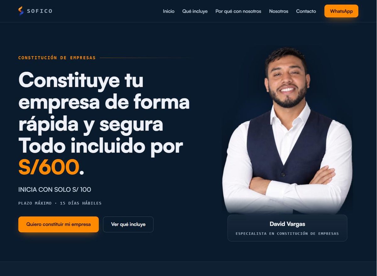 Portada de la web de SOFICO